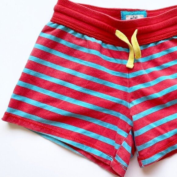 Mini Boden Girls Jersey Shorts 3" Inseam Elastic Waist Red Blue Striped Active - Picture 2 of 8